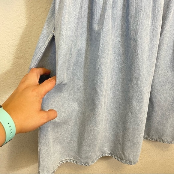 Altar’s State Denim Puff Sleeves Smocked Babydoll Mini Dress Size M - Picture 8 of 13